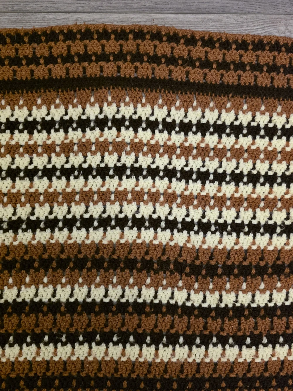Vintage 1970s Style Handmade Crochet Afghan Blanket Size 56x54
